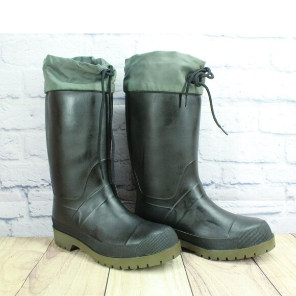 LL Bean Black Rubber Pull On Waterproof Insulated Mid Calf Winter Boots Size 8 - Picture 3 of 9